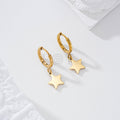 Pendientes aro con estrella plana acero