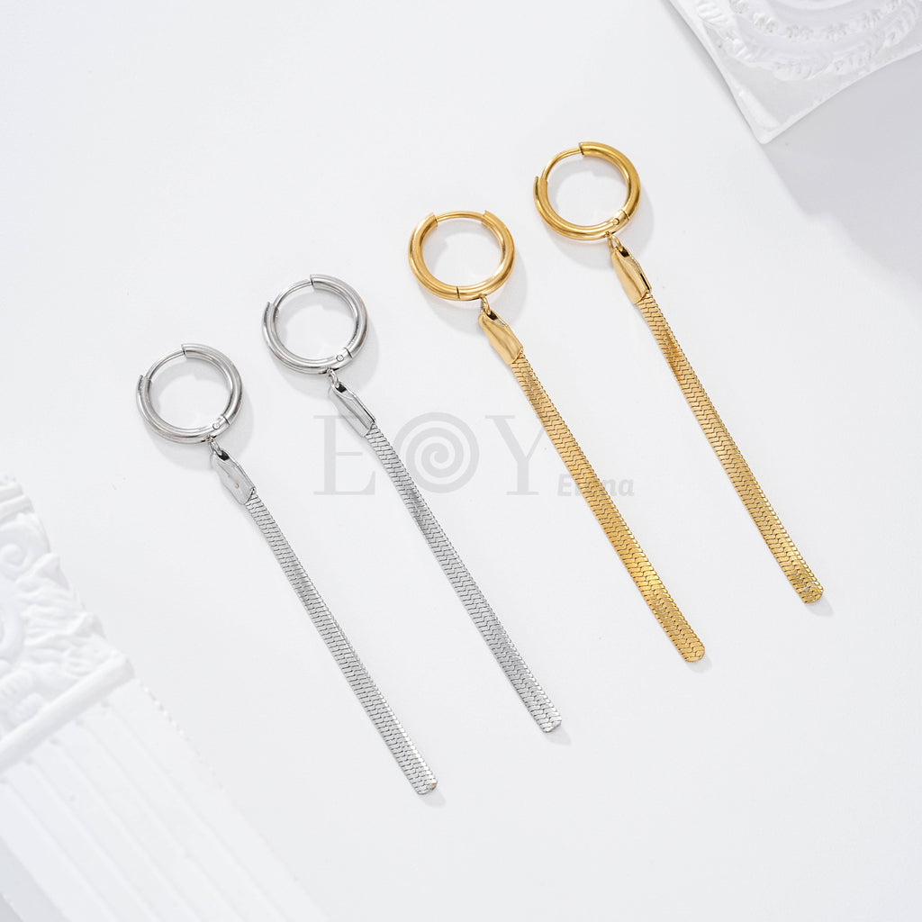 Pendientes aro con tira plana acero