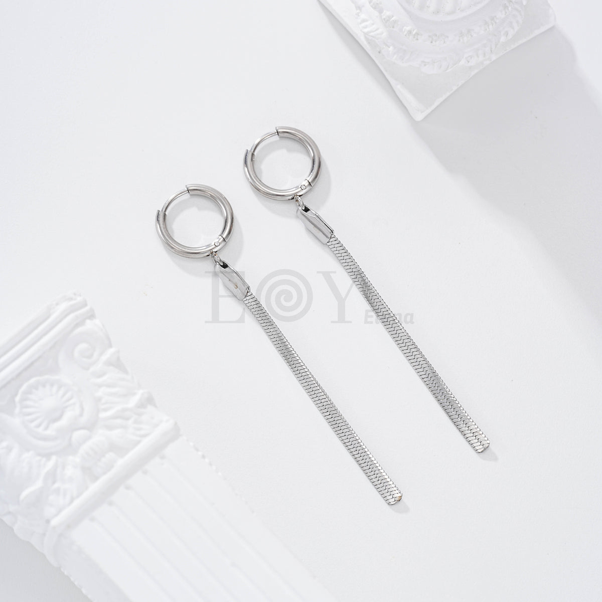 Pendientes aro con tira plana acero