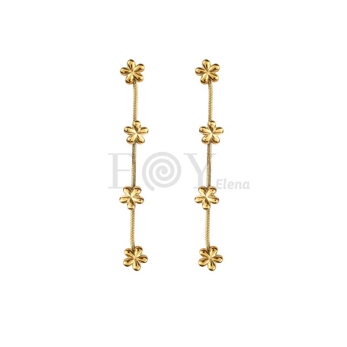 Pendientes largos flores acero