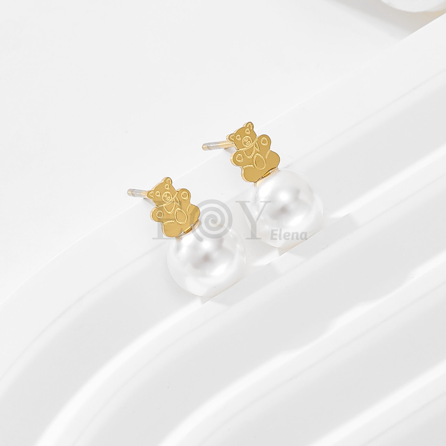 Pendientes oso con perla