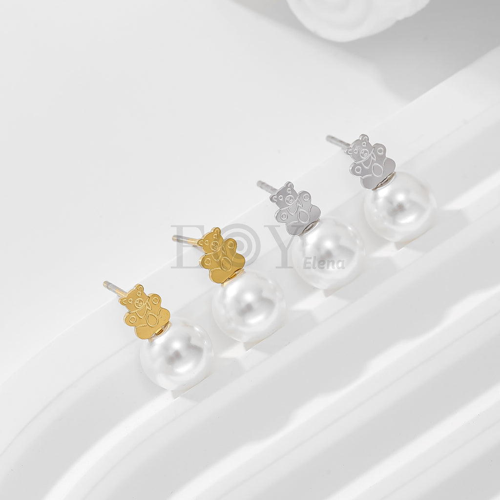 Pendientes oso con perla