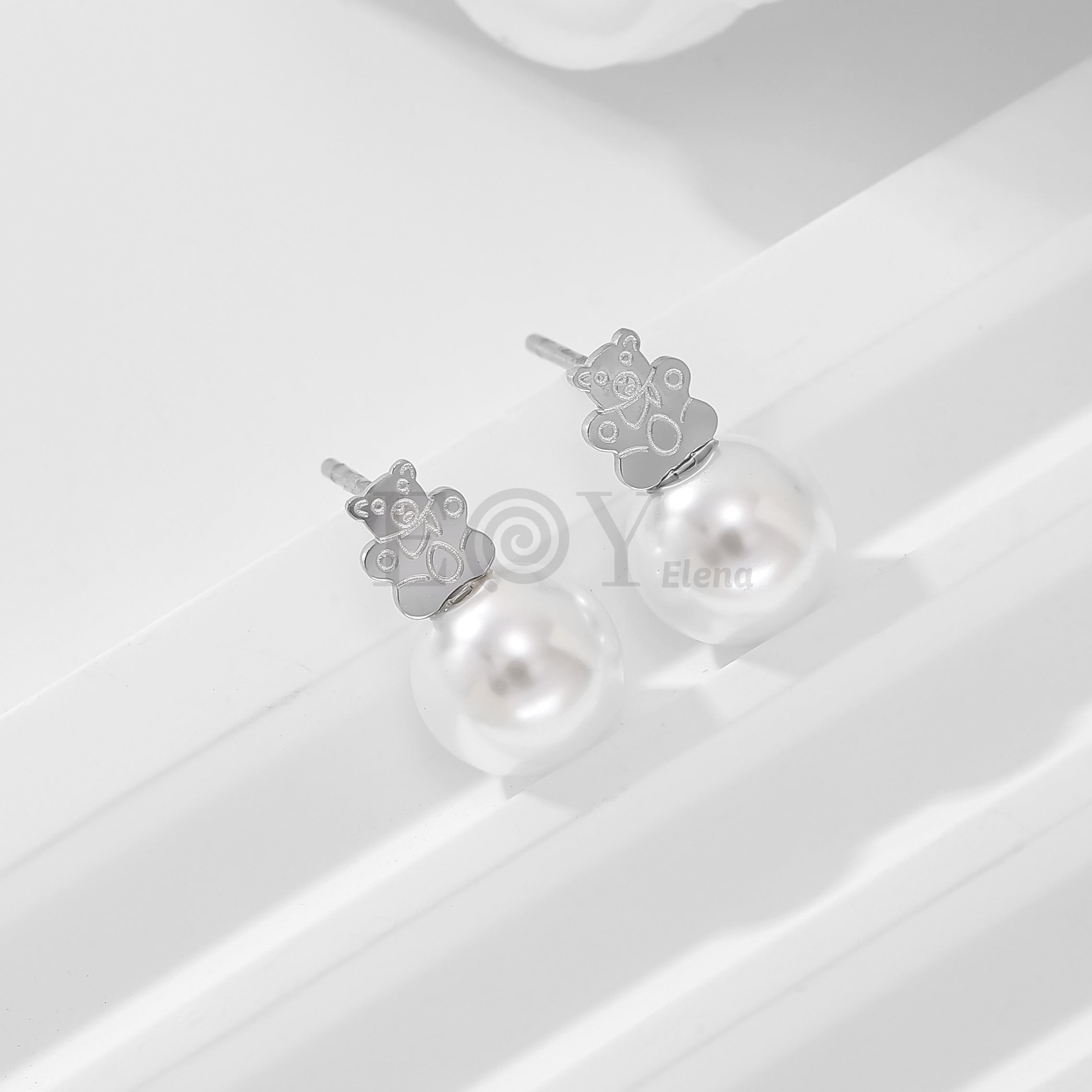 Pendientes oso con perla