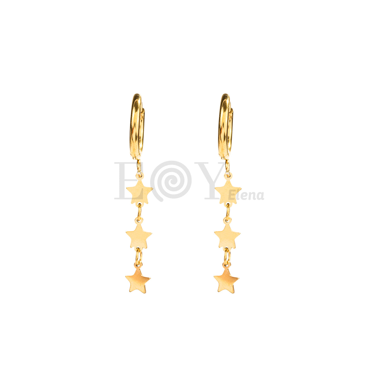 Pendientes aro con triple estrella acero