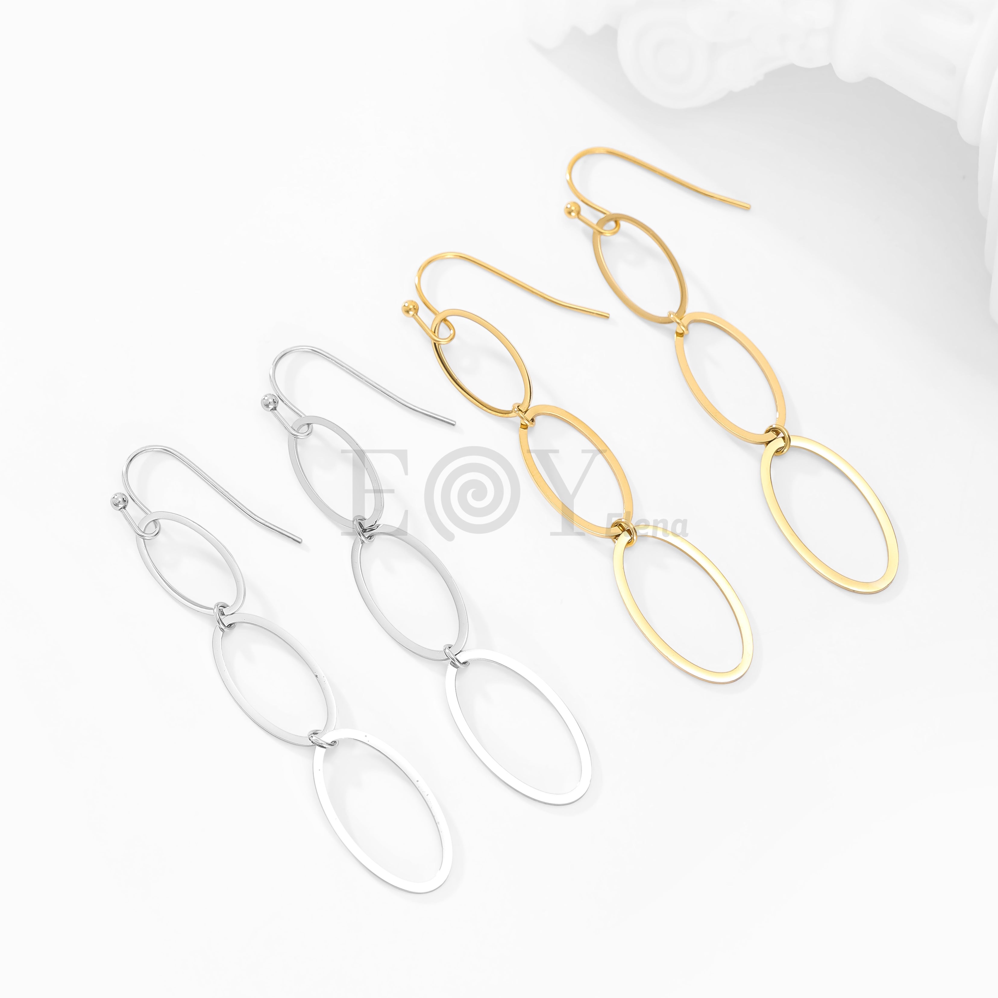 Pendientes de tres óvalos