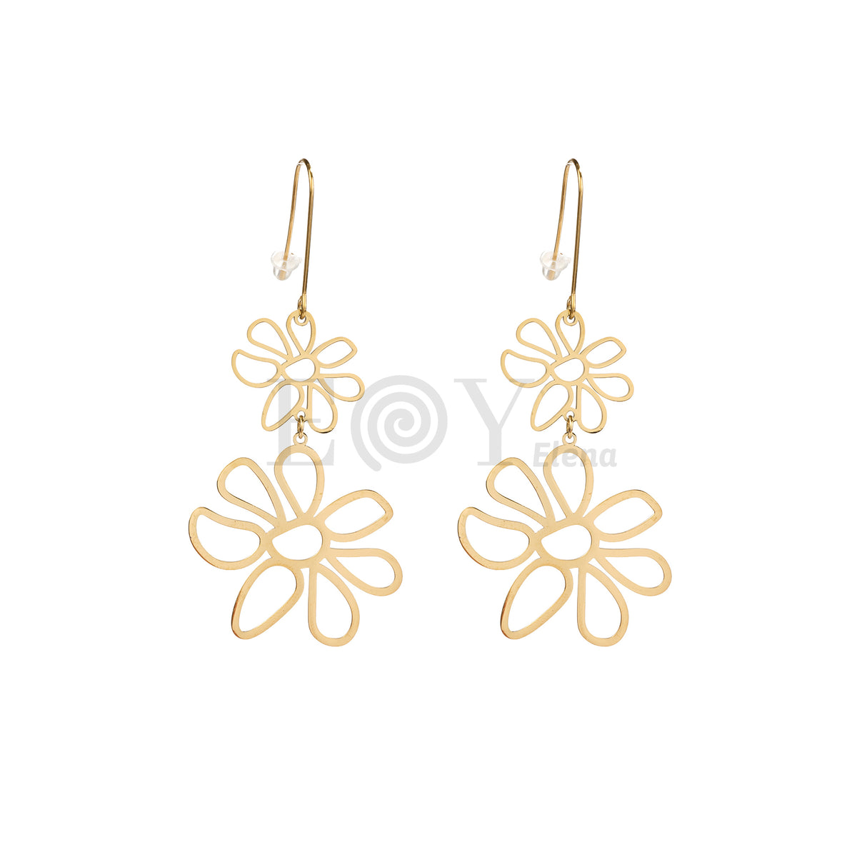 Pendientes doble flor acero