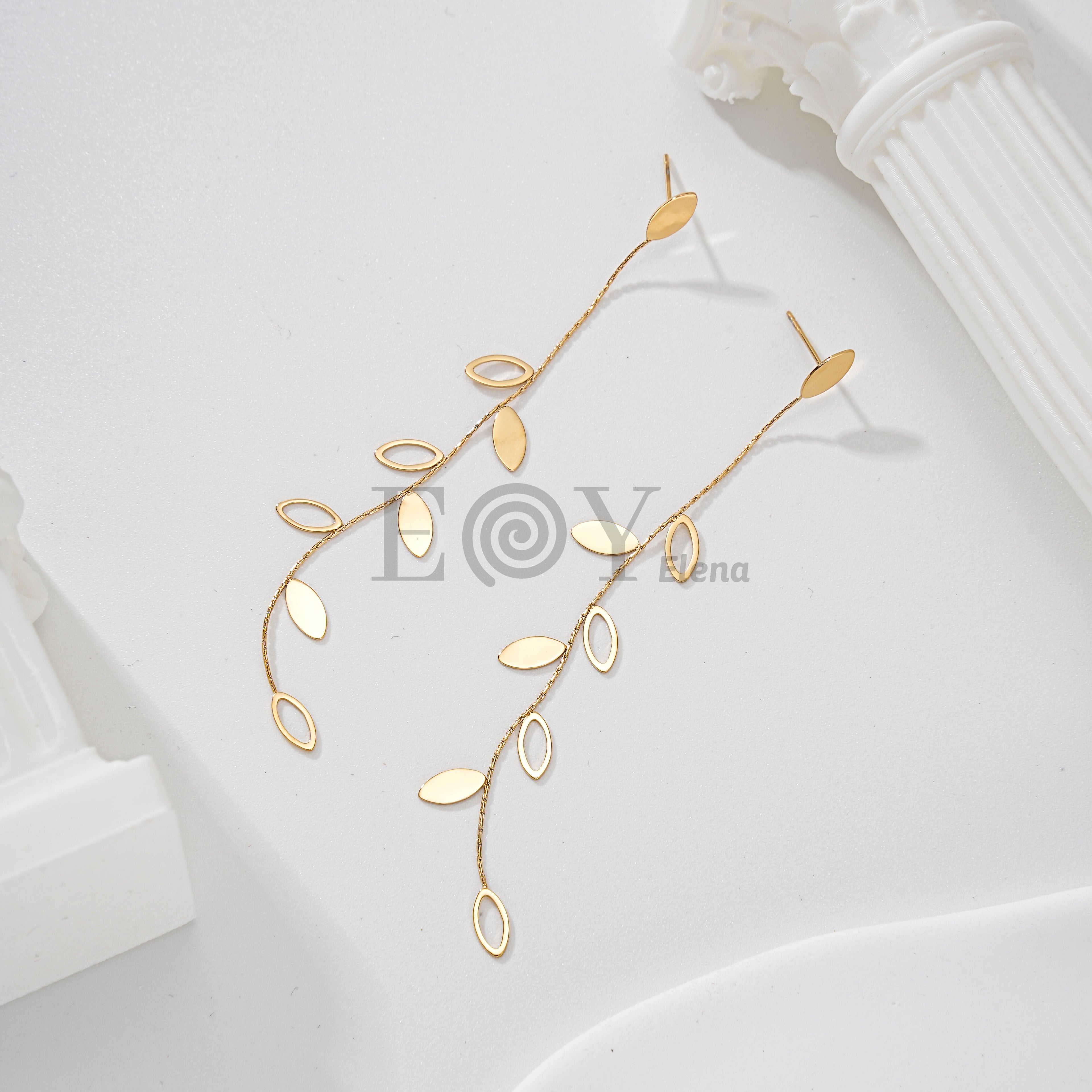 Pendientes largos hoja