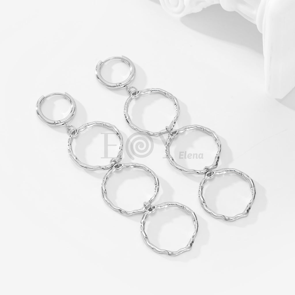 Pendientes de aro con cascada triple