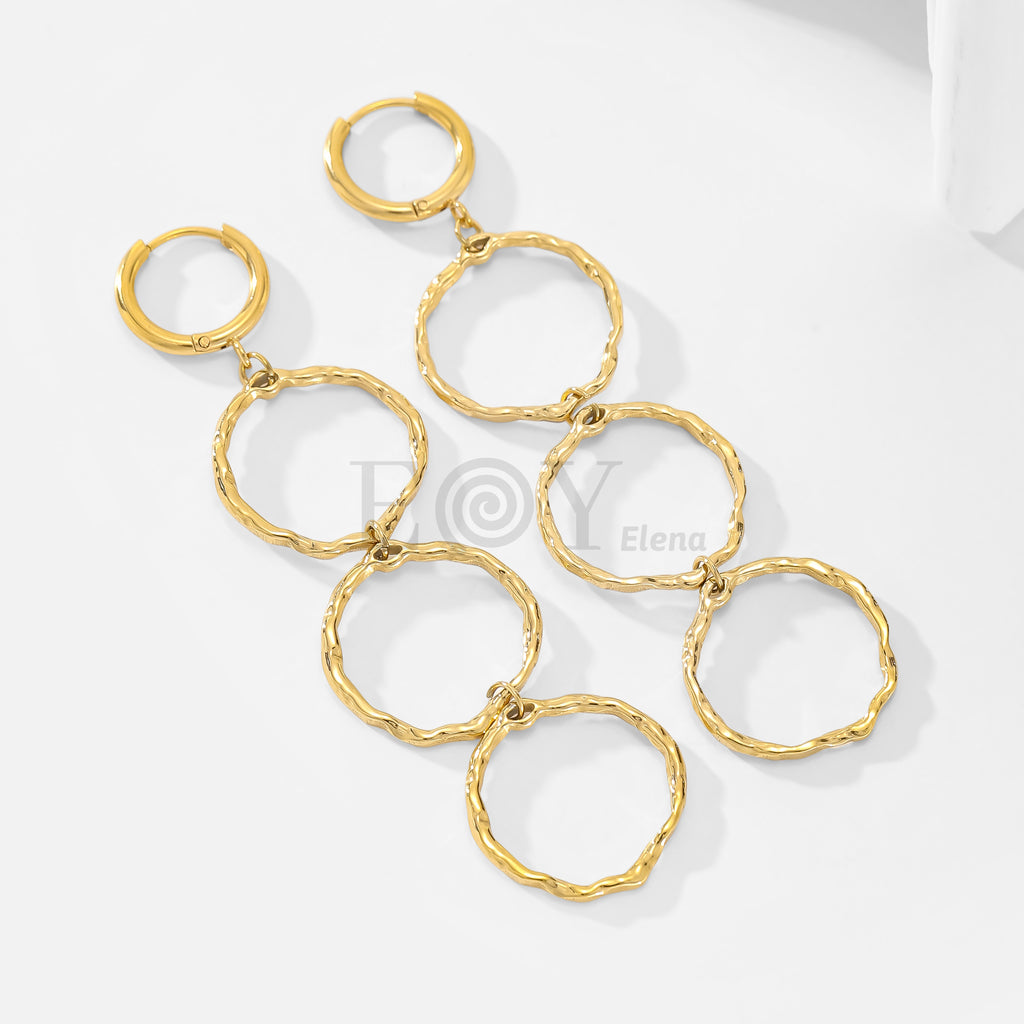 Pendientes de aro con cascada triple