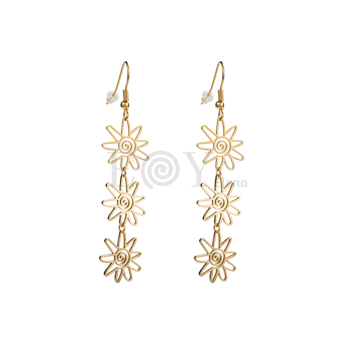 Pendientes triple flor acero