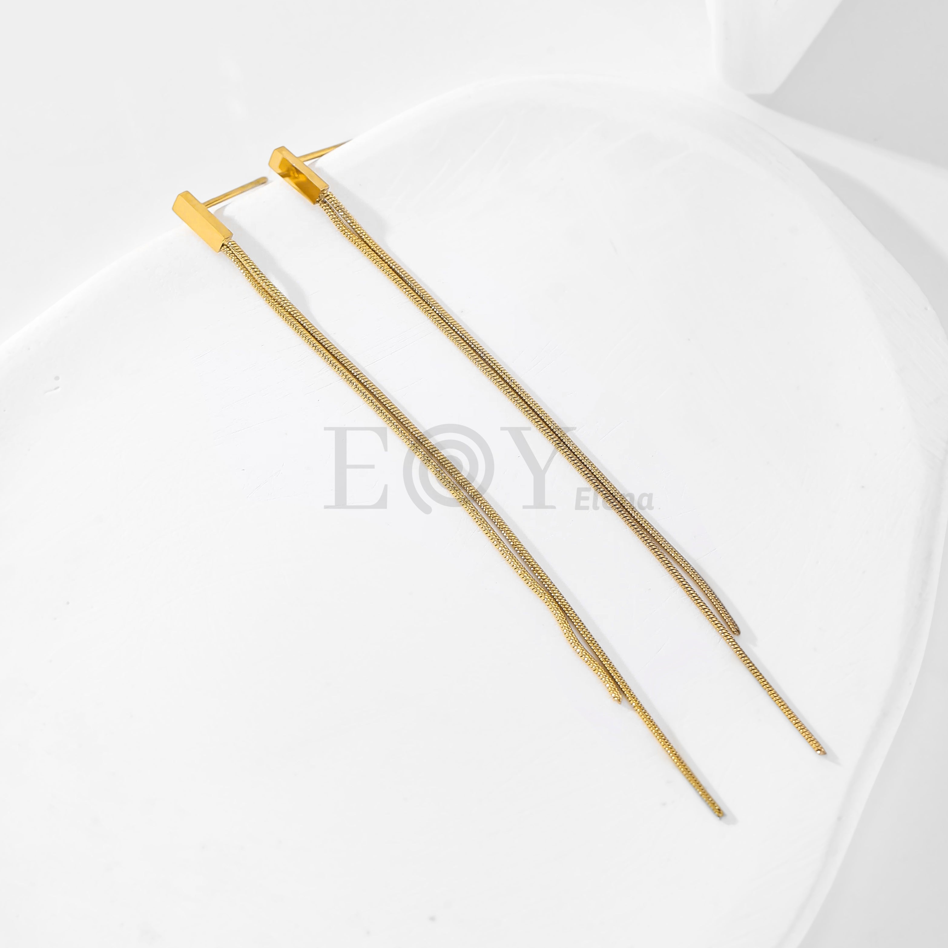 Pendientes largos doble cadena