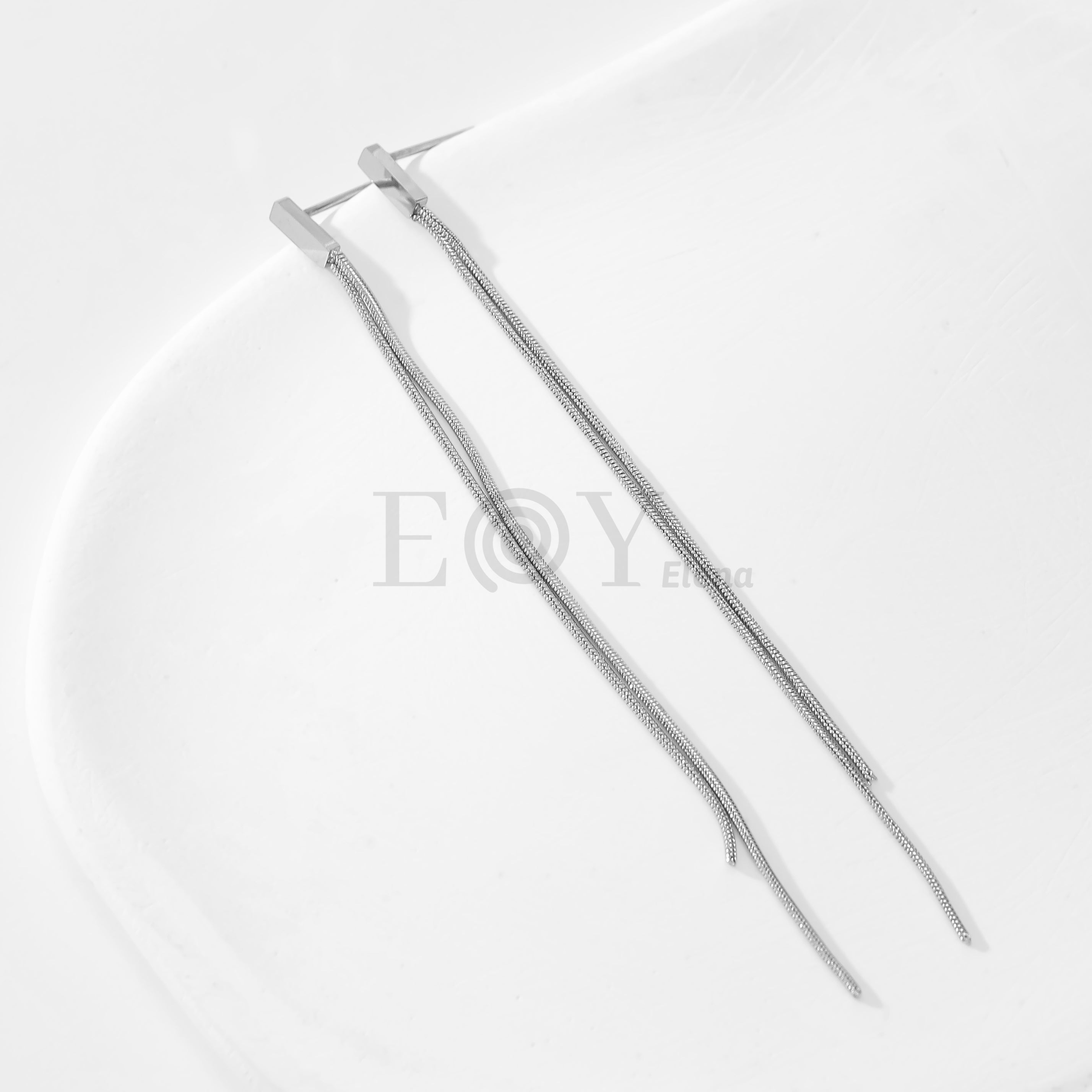 Pendientes largos doble cadena