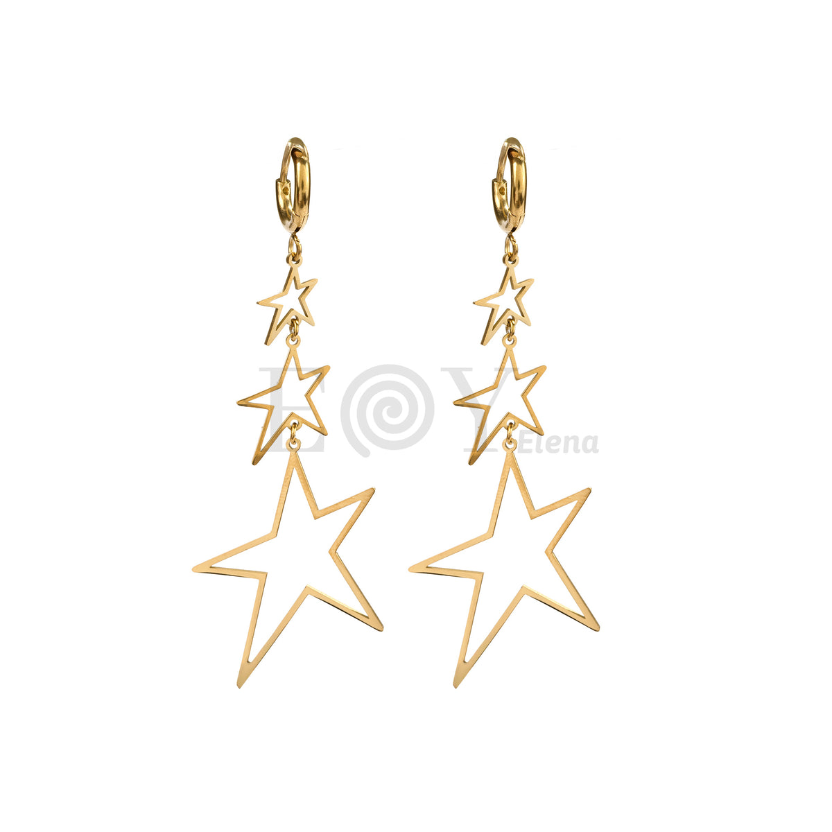 Pendientes de aro triple estrella acero