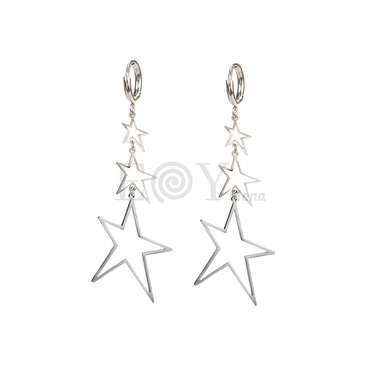 Pendientes de aro triple estrella acero