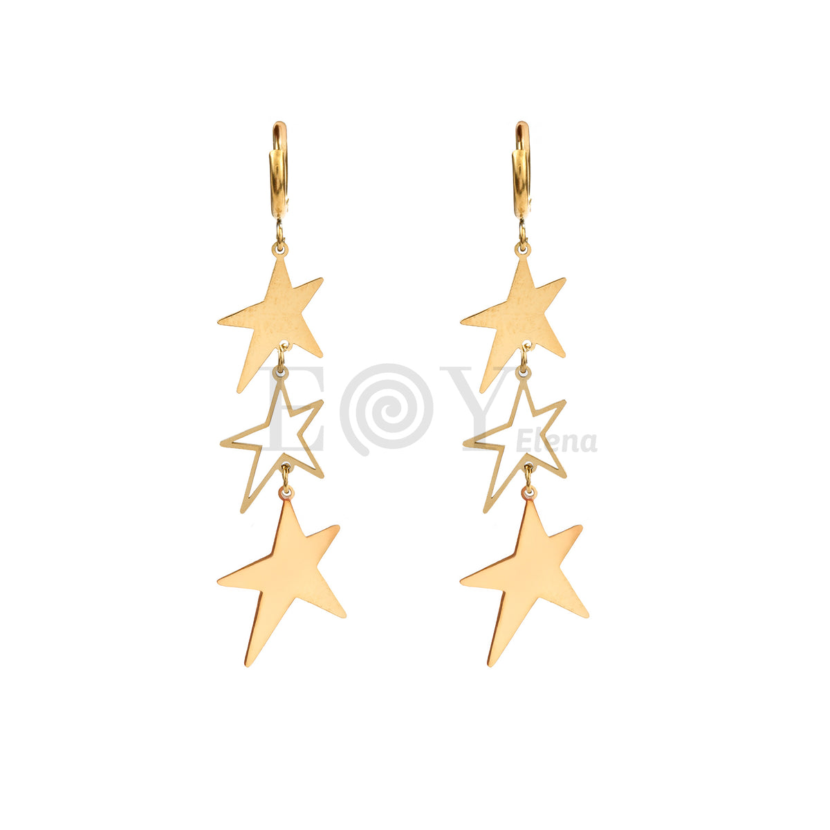 Pendientes de aro con estrella acero