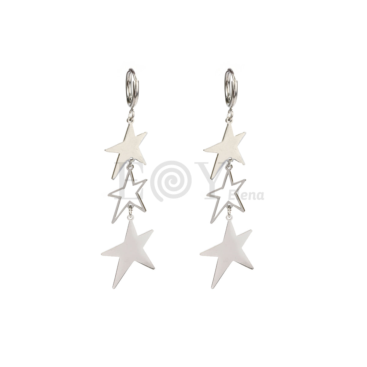Pendientes de aro con estrella acero