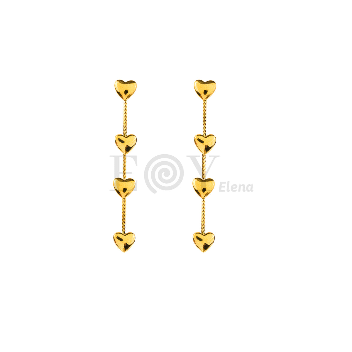 Pendientes largos corazones acero
