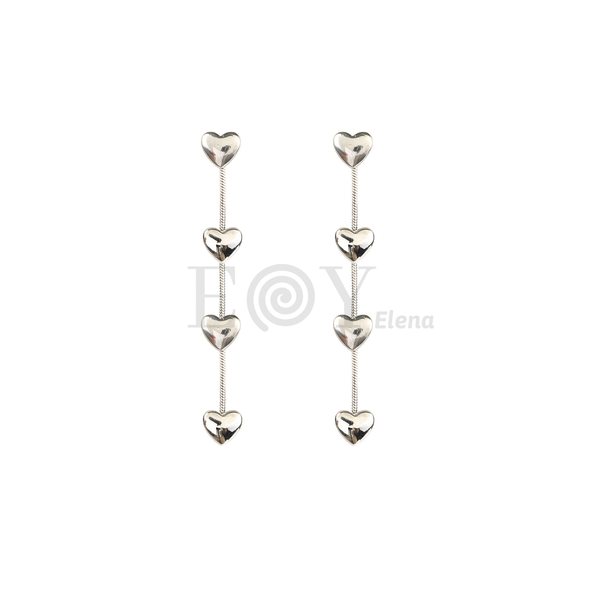 Pendientes largos corazones acero