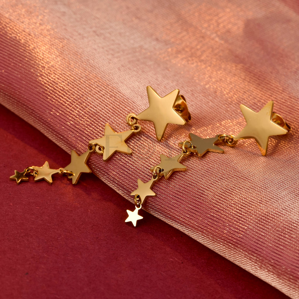 Pendientes Estrellas Colgantes de Acero