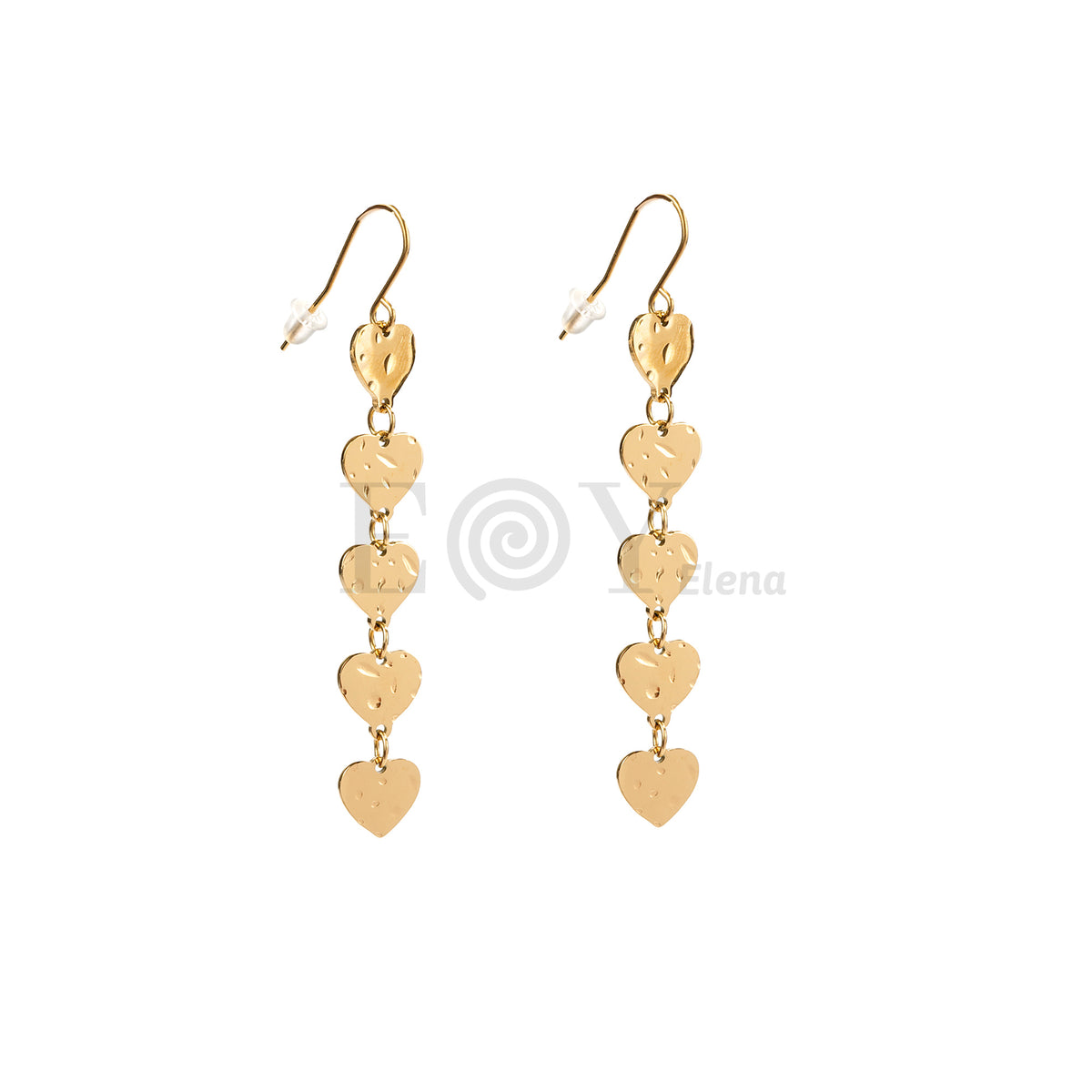 Pendientes largos corazones acero