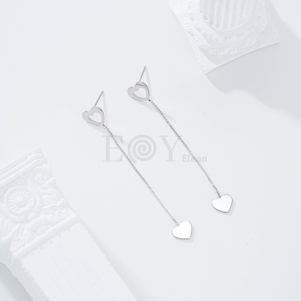 Pendientes corazón hueco y plano acero