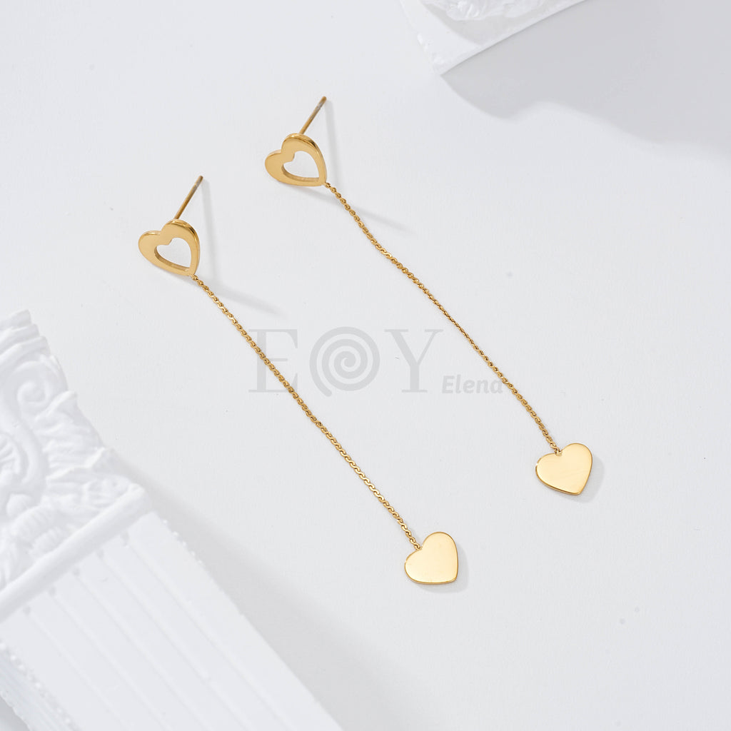 Pendientes corazón hueco y plano acero