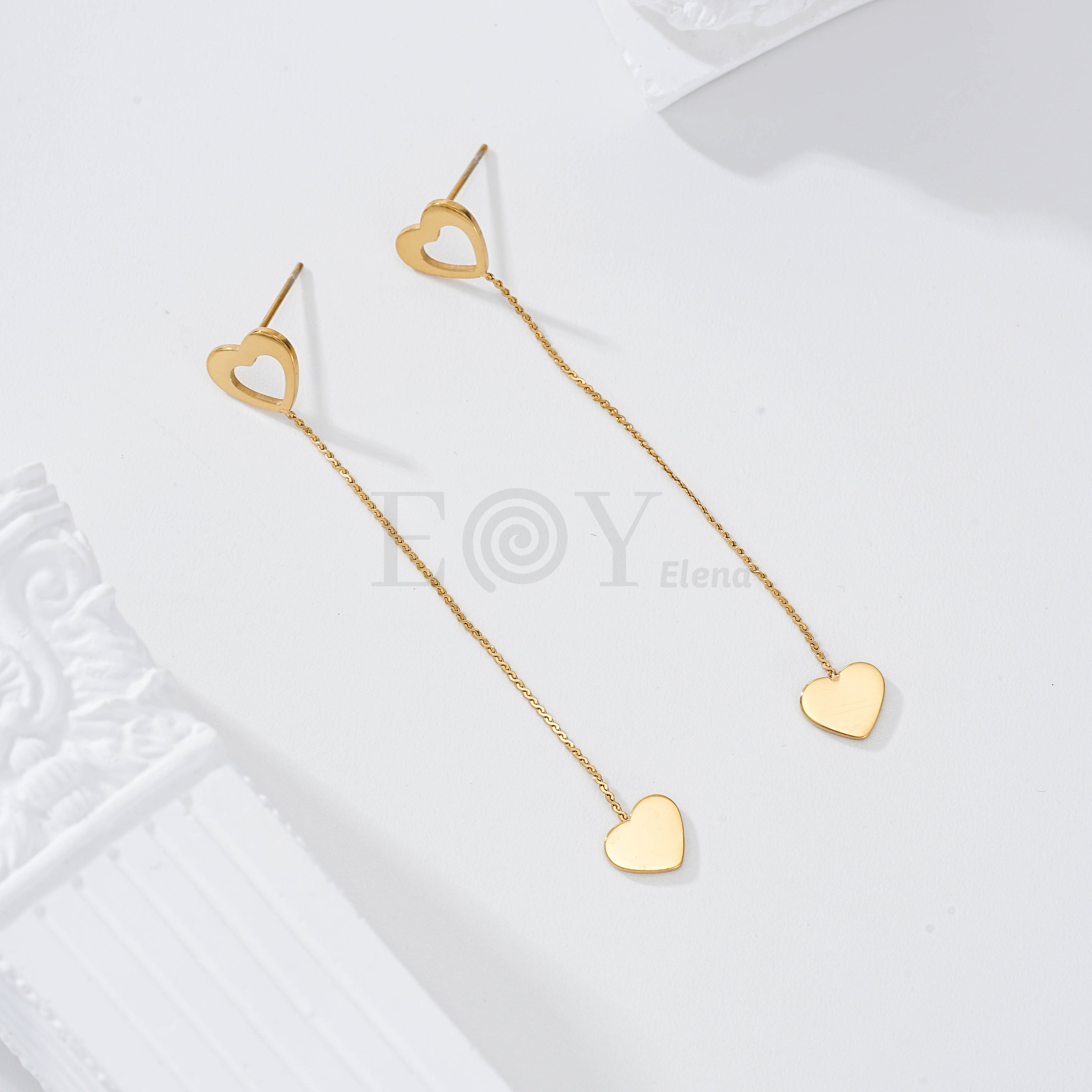 Pendientes corazón hueco y plano acero