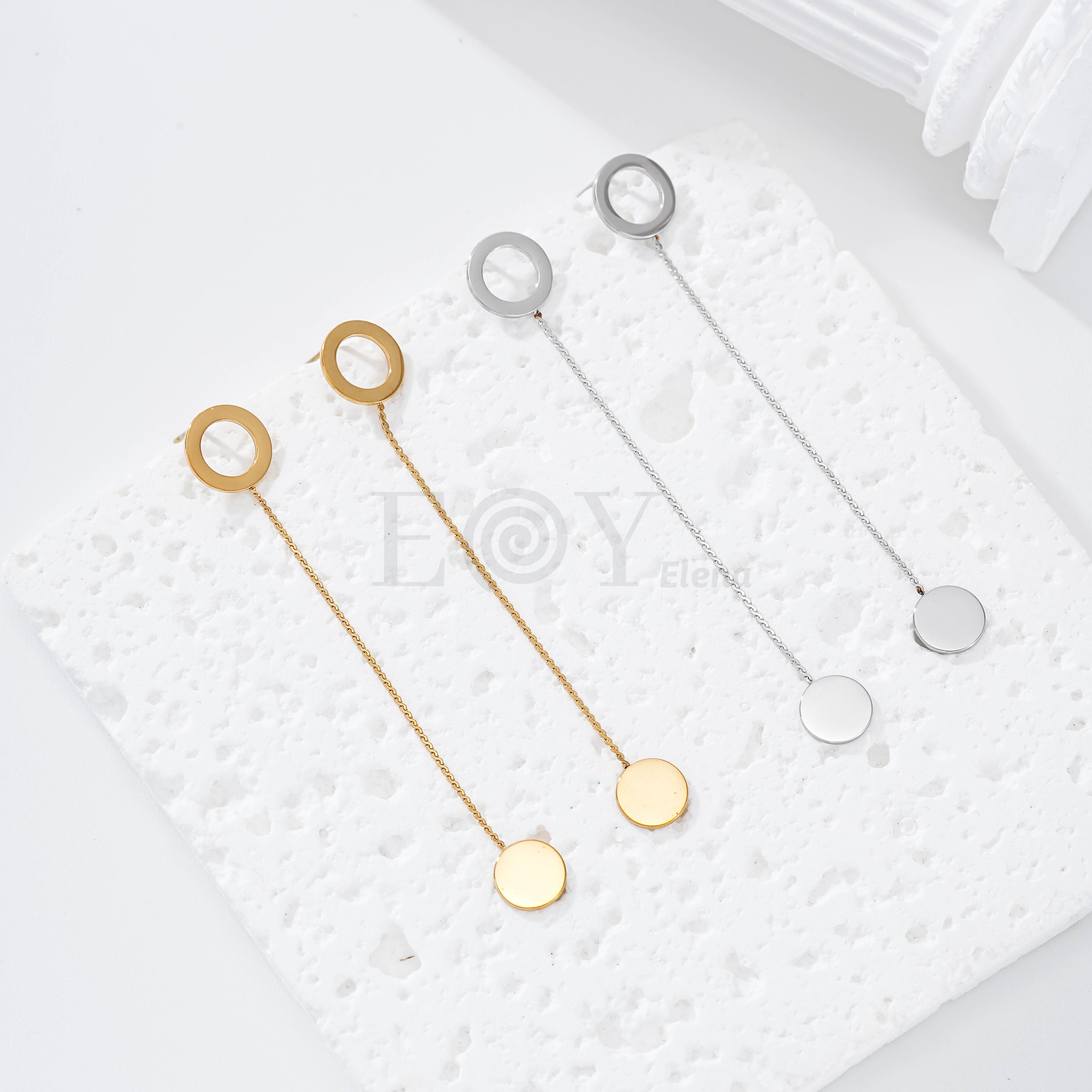 Pendientes círculo hueco y chapa acero