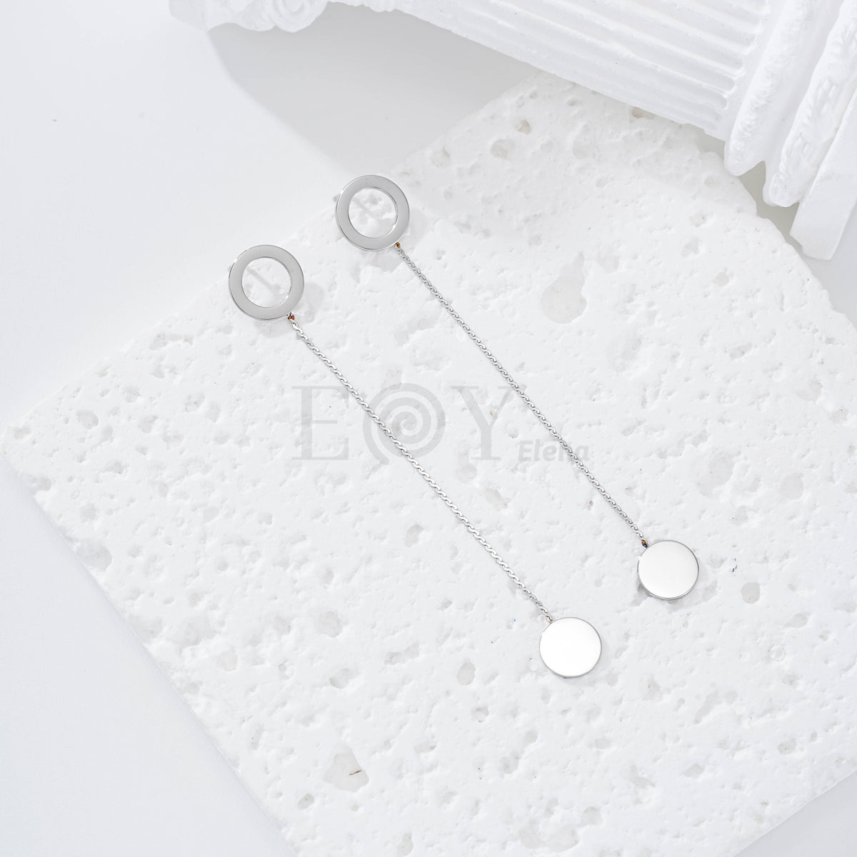 Pendientes círculo hueco y chapa acero
