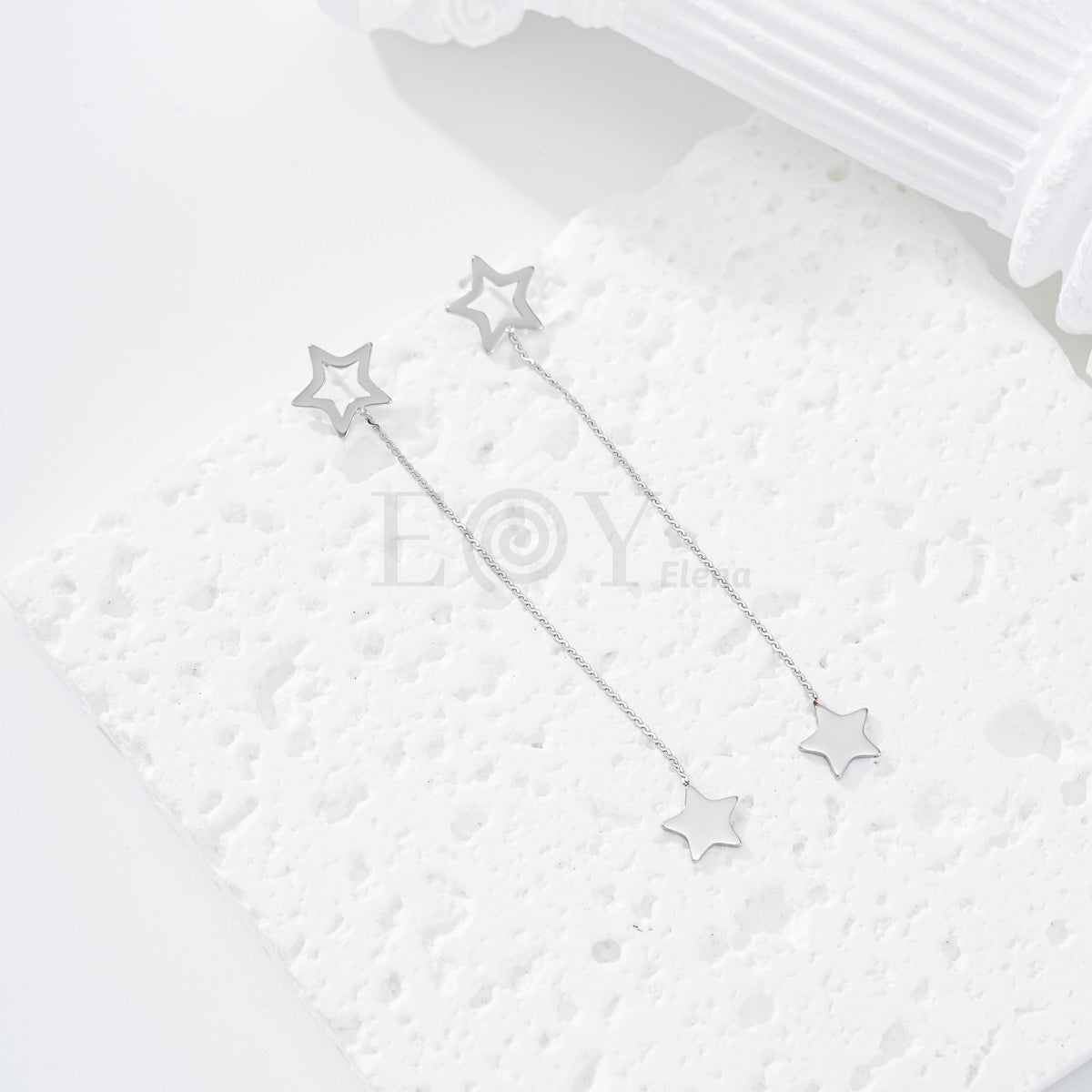 Pendientes estrella hueca y chapa acero