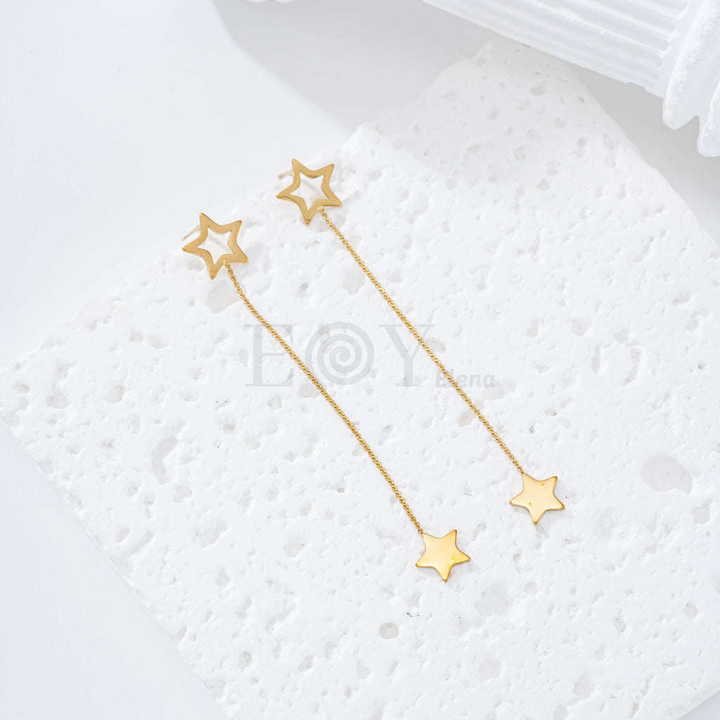 Pendientes estrella hueca y chapa acero