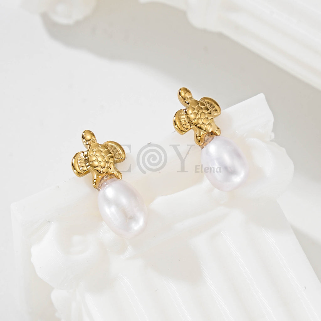 Pendientes Tortuga con Perla