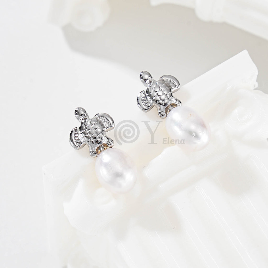 Pendientes Tortuga con Perla
