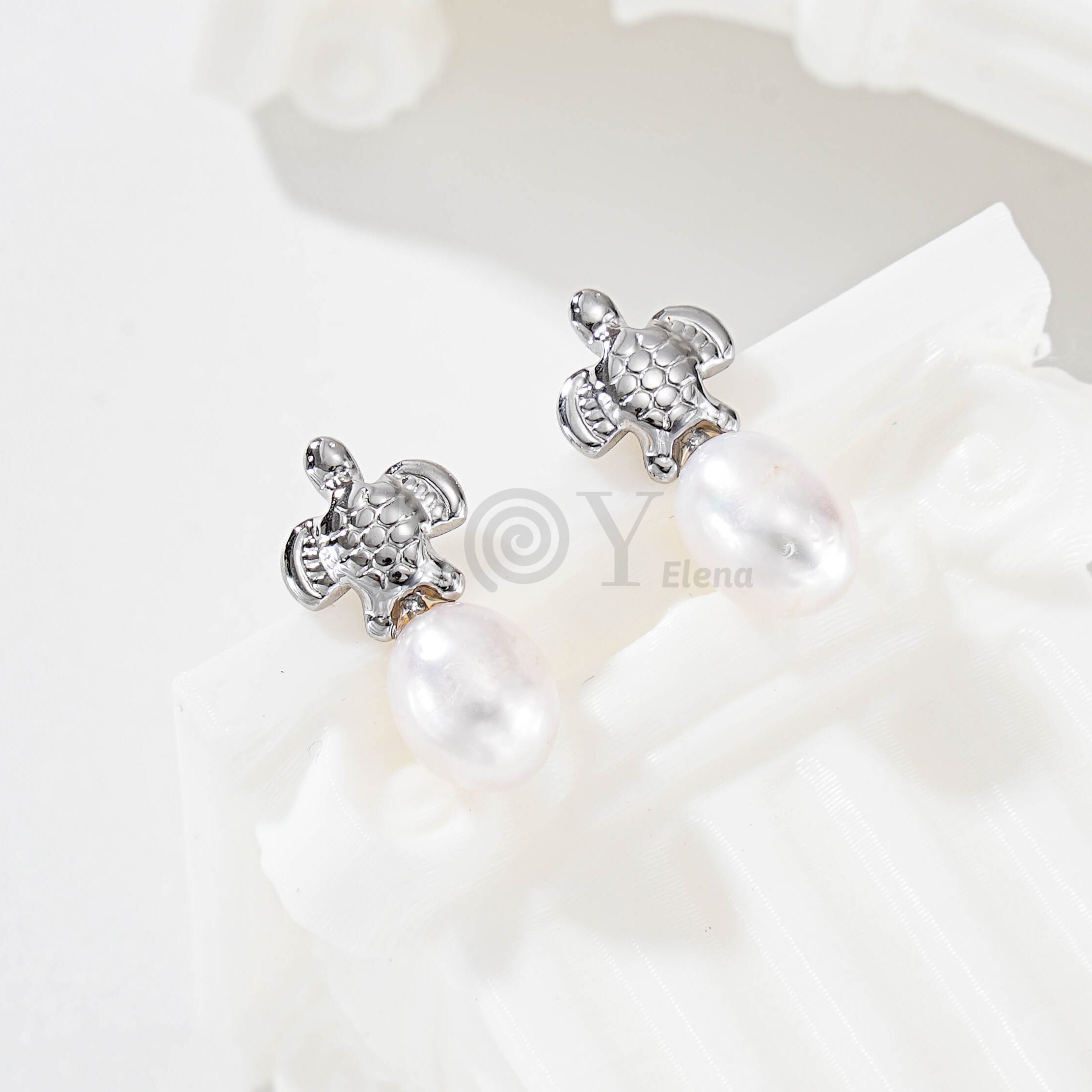 Pendientes Tortuga con Perla