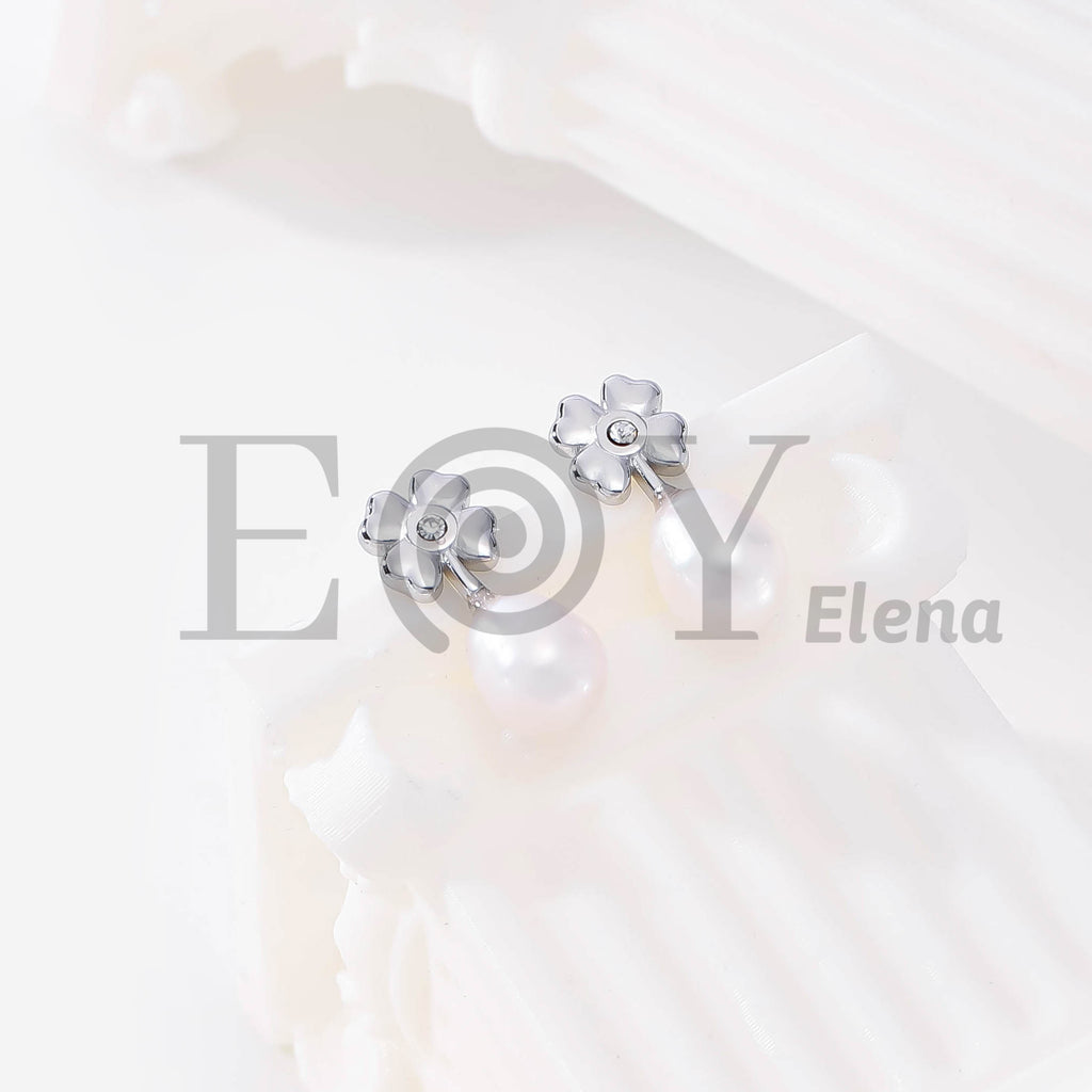 Pendientes Flor con Perla