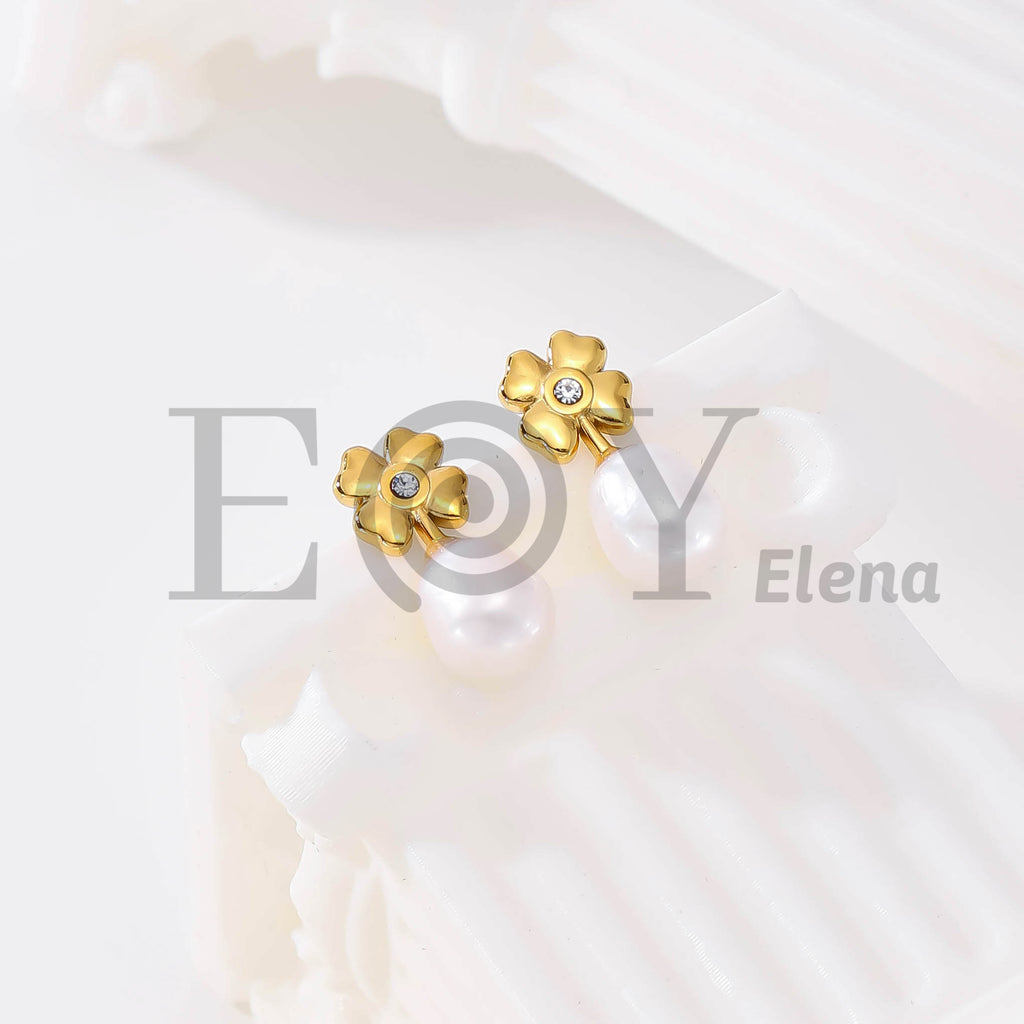 Pendientes Flor con Perla