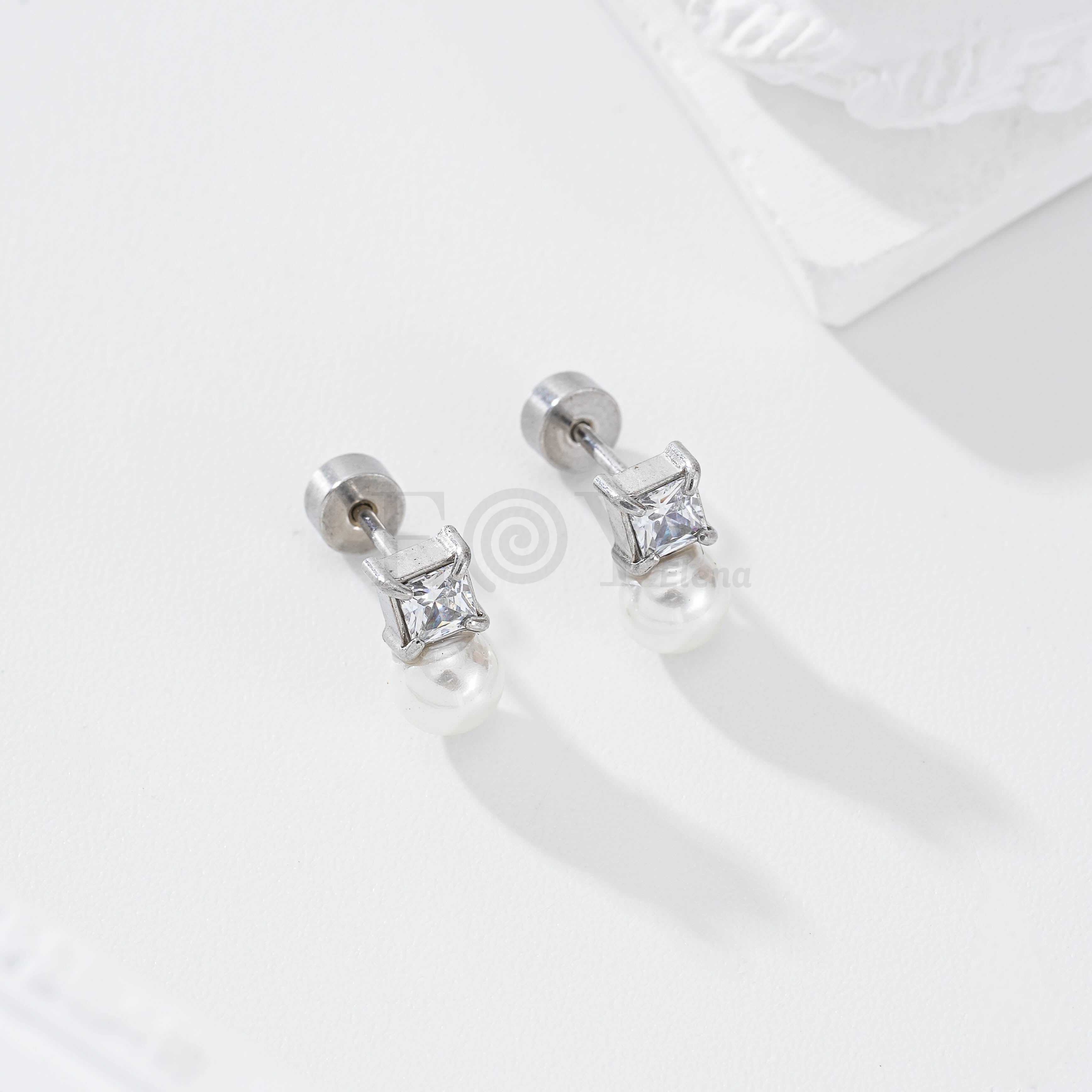 Pendientes circonita con perla