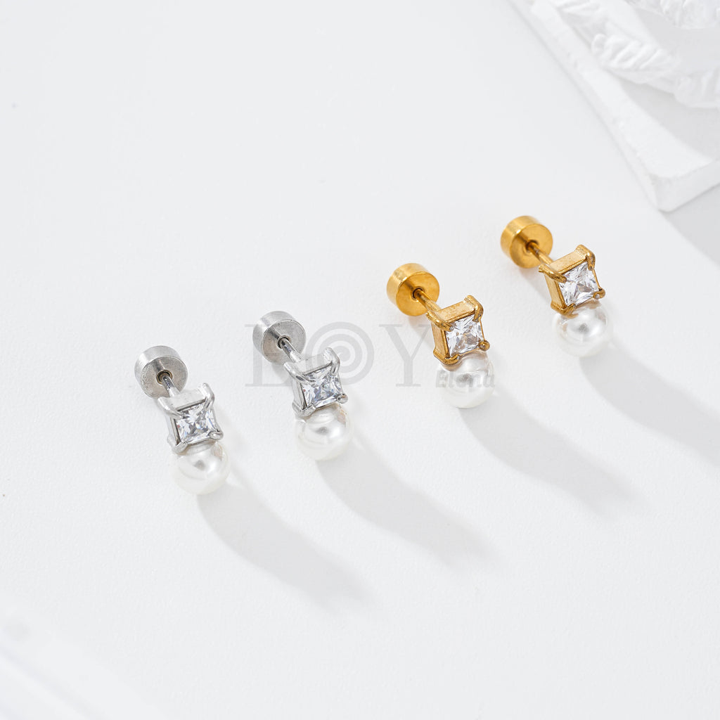 Pendientes circonita con perla