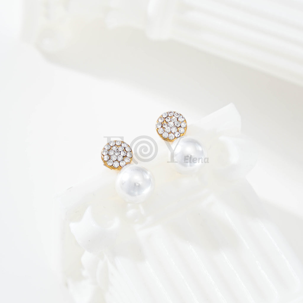 Pendientes círculo con circonitas y perla