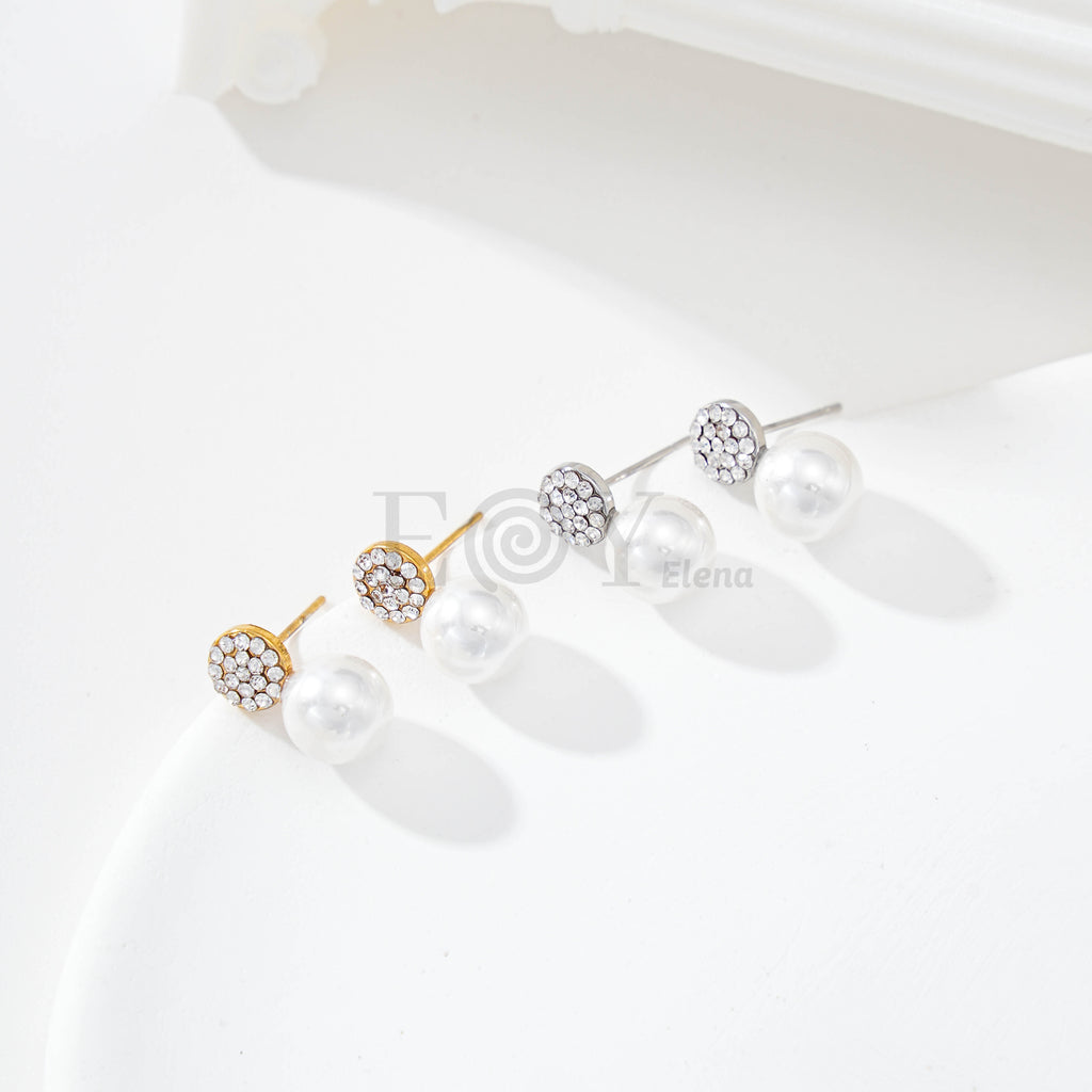 Pendientes círculo con circonitas y perla
