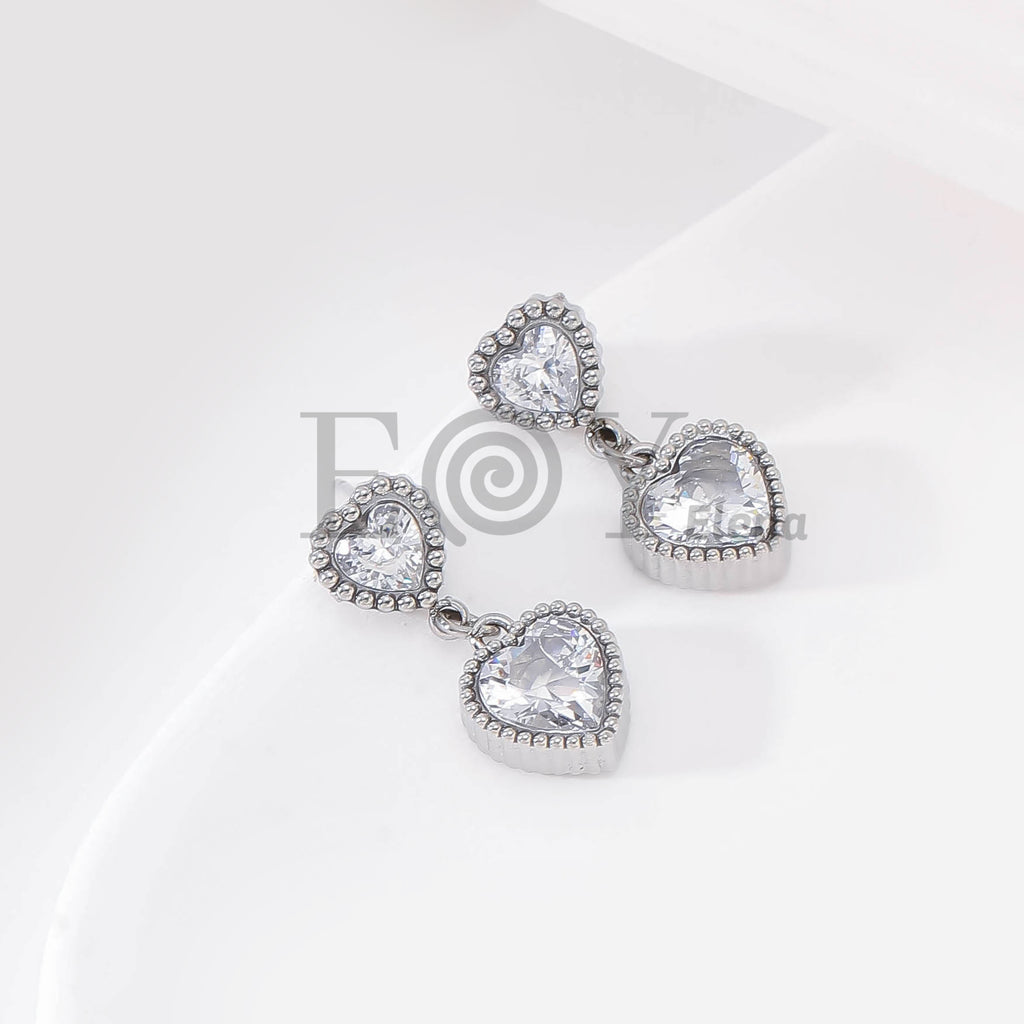 Pendientes Doble Corazón Brillante