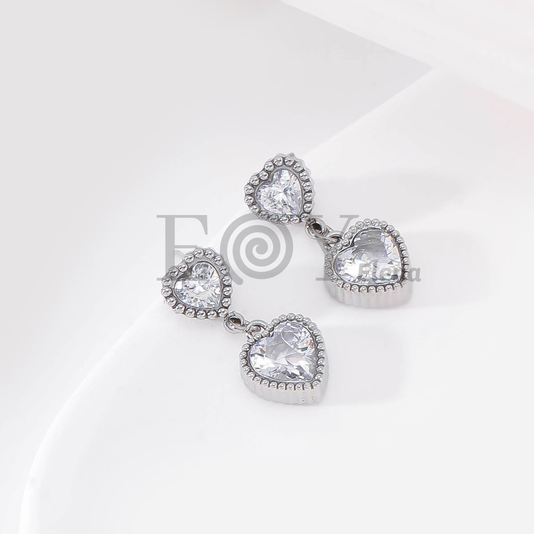 Pendientes Doble Corazón Brillante
