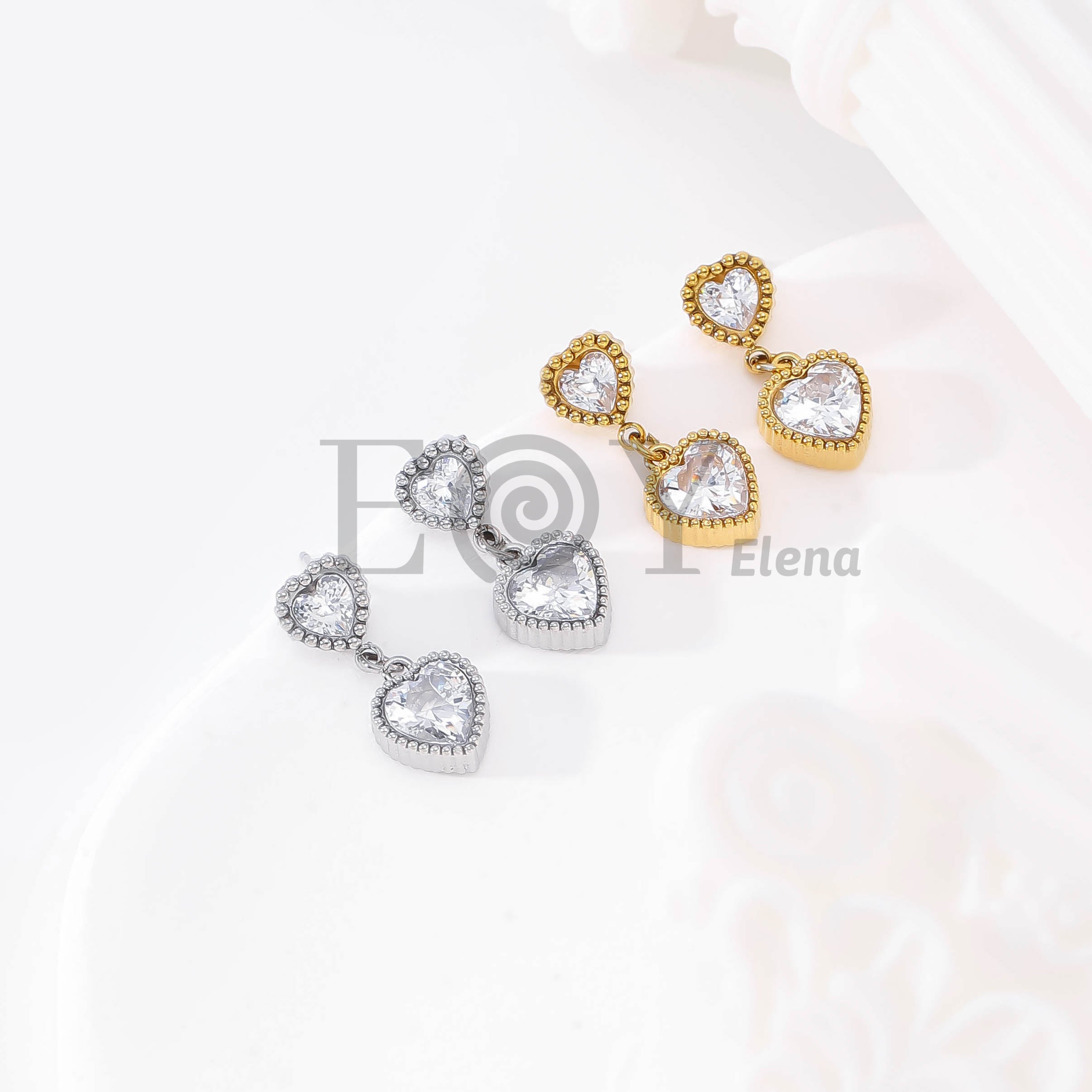 Pendientes Doble Corazón Brillante