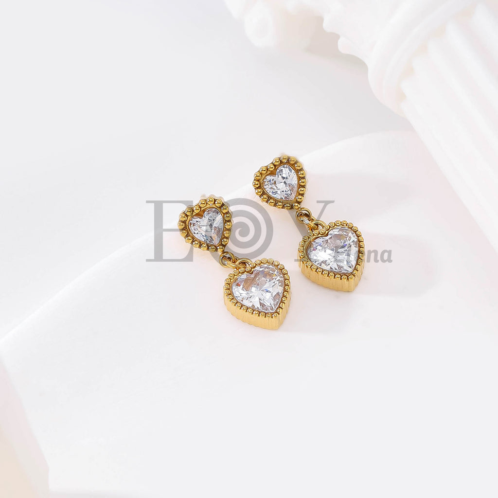 Pendientes Doble Corazón Brillante