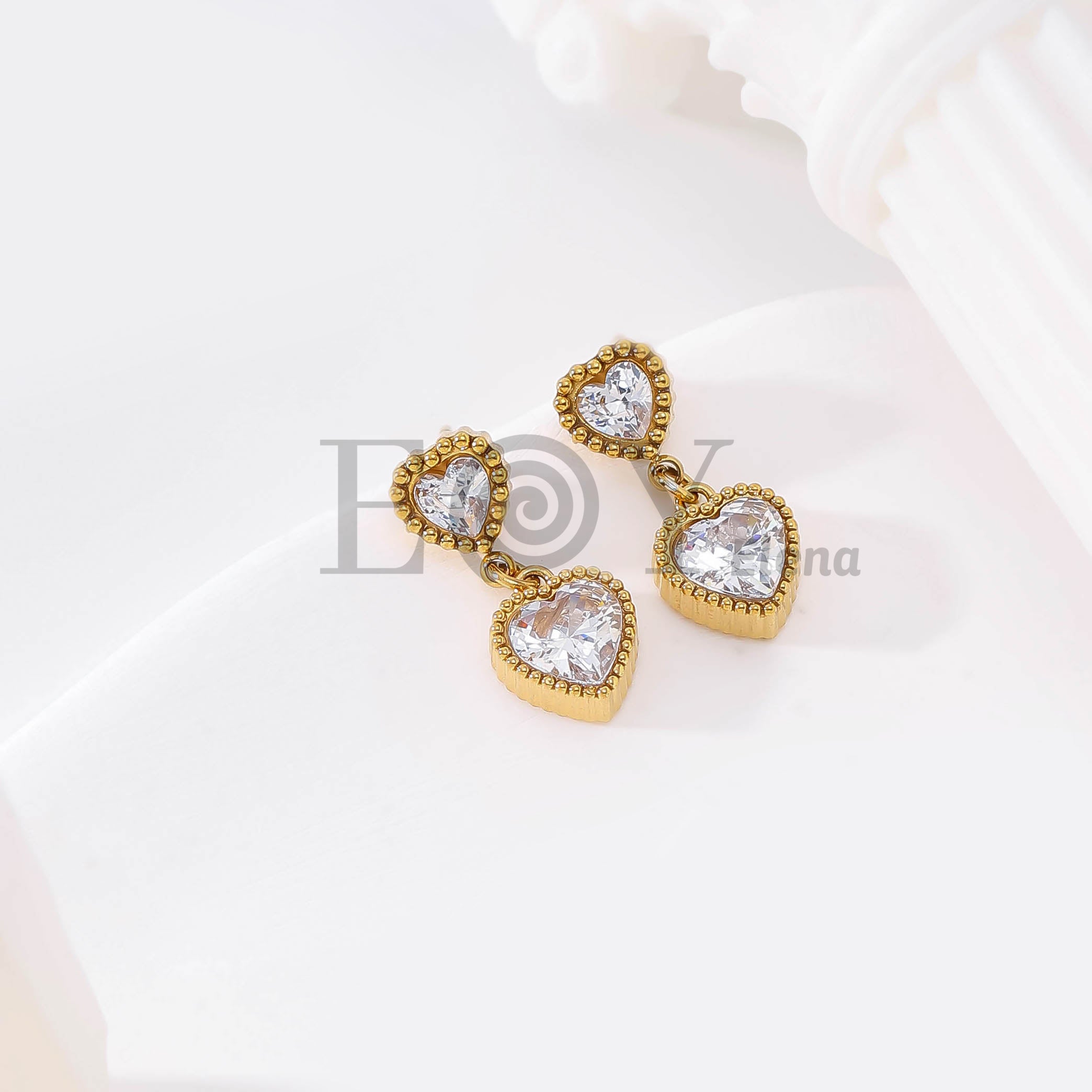 Pendientes Doble Corazón Brillante