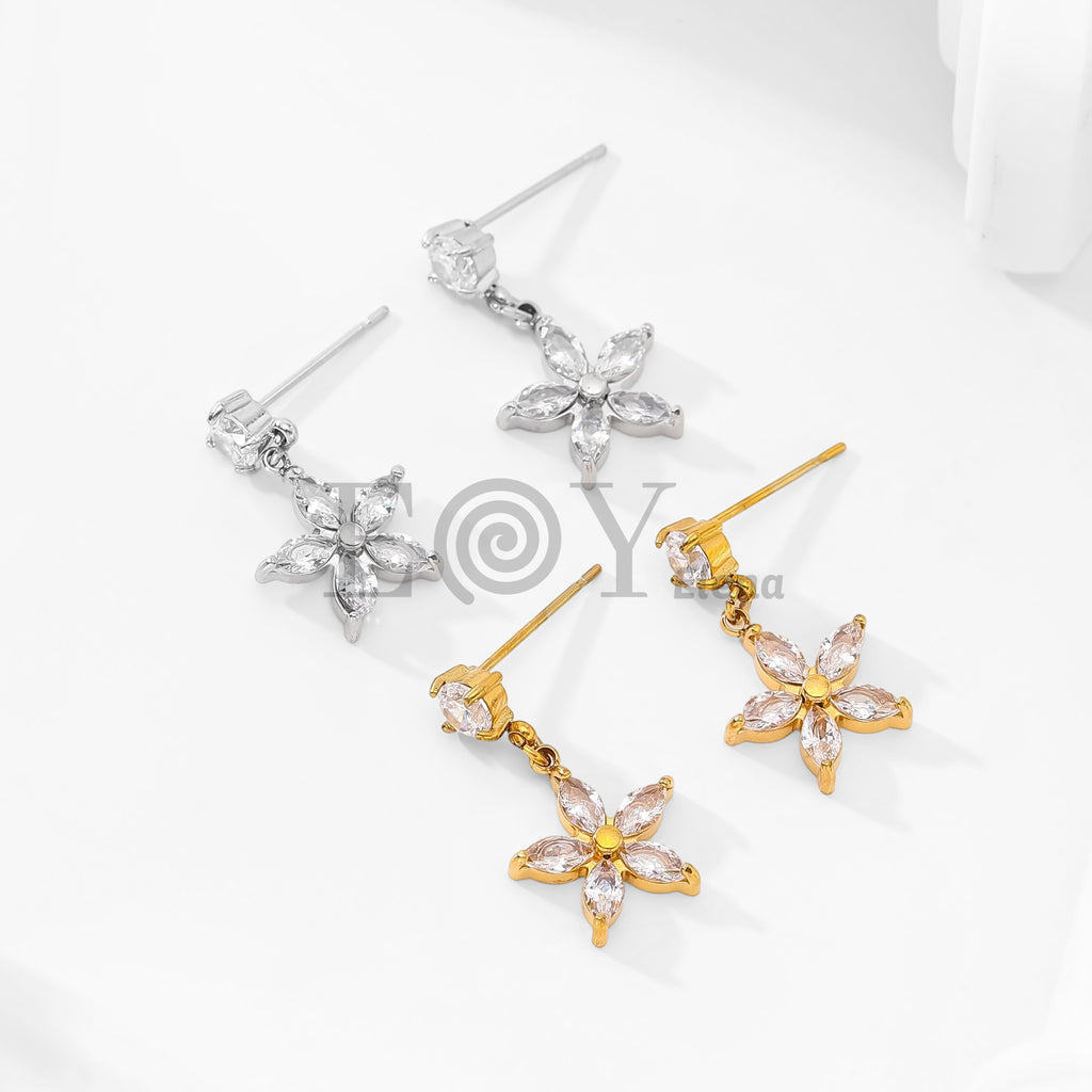 Pendientes de circonita y flor