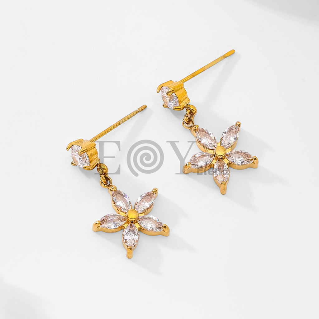 Pendientes de circonita y flor
