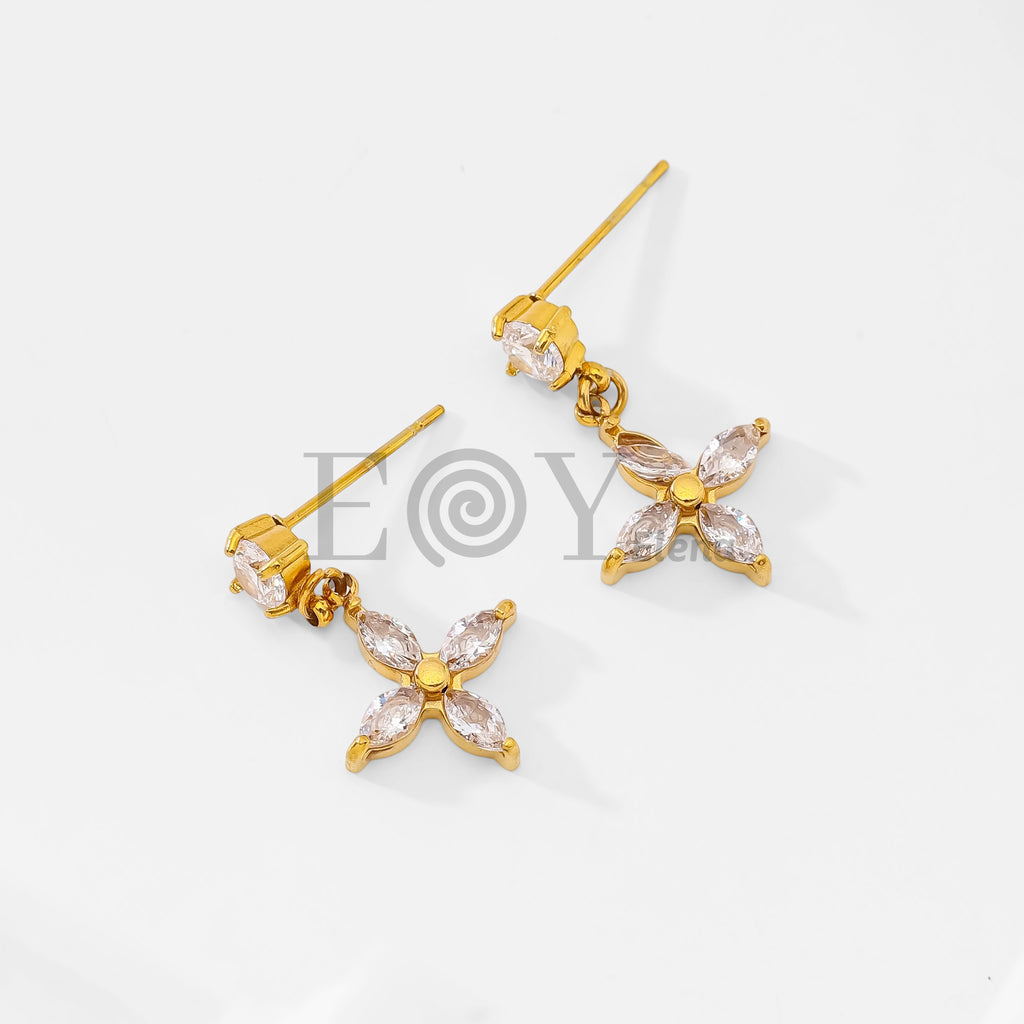 Pendientes circonita y flor