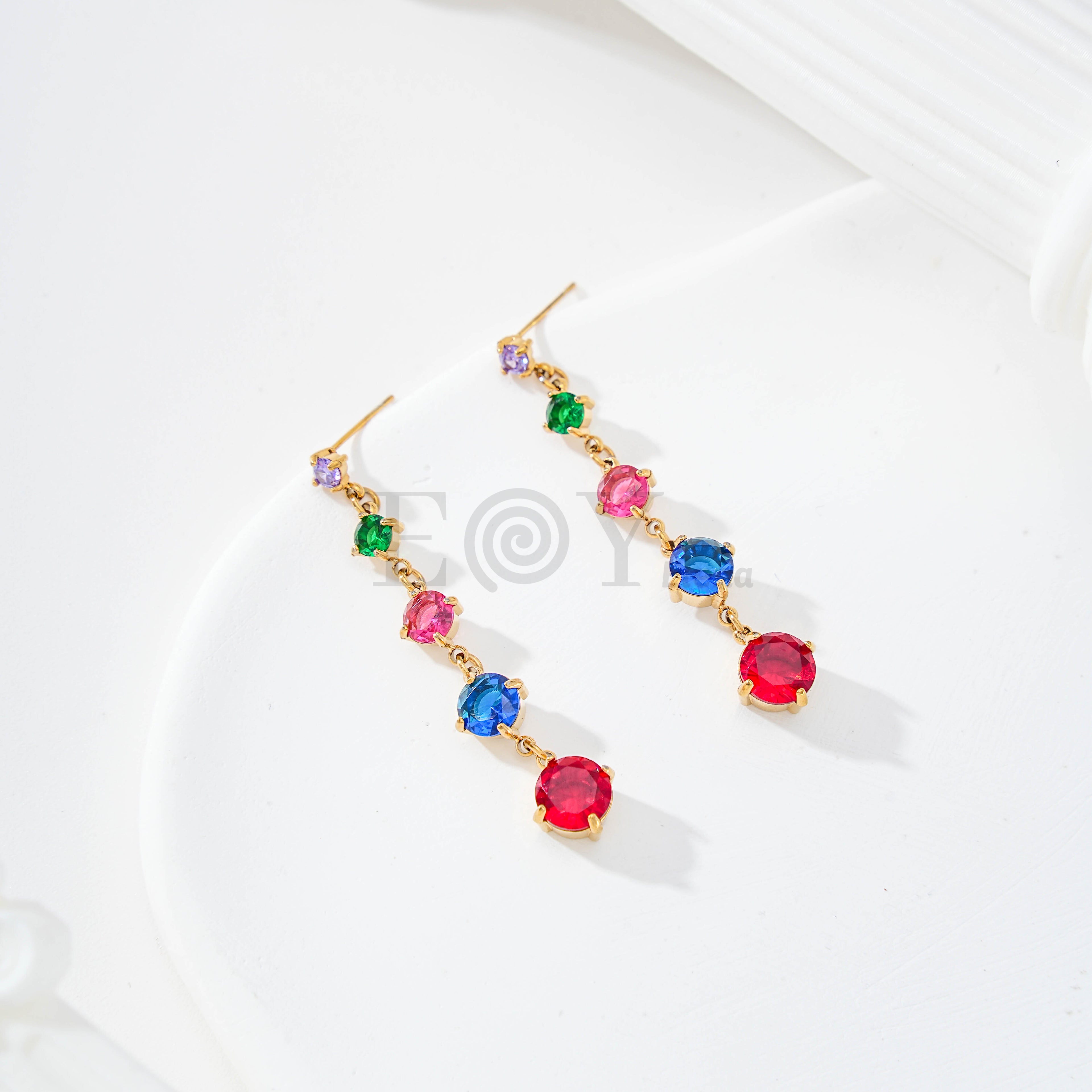 Pendientes largos circonita círculo
