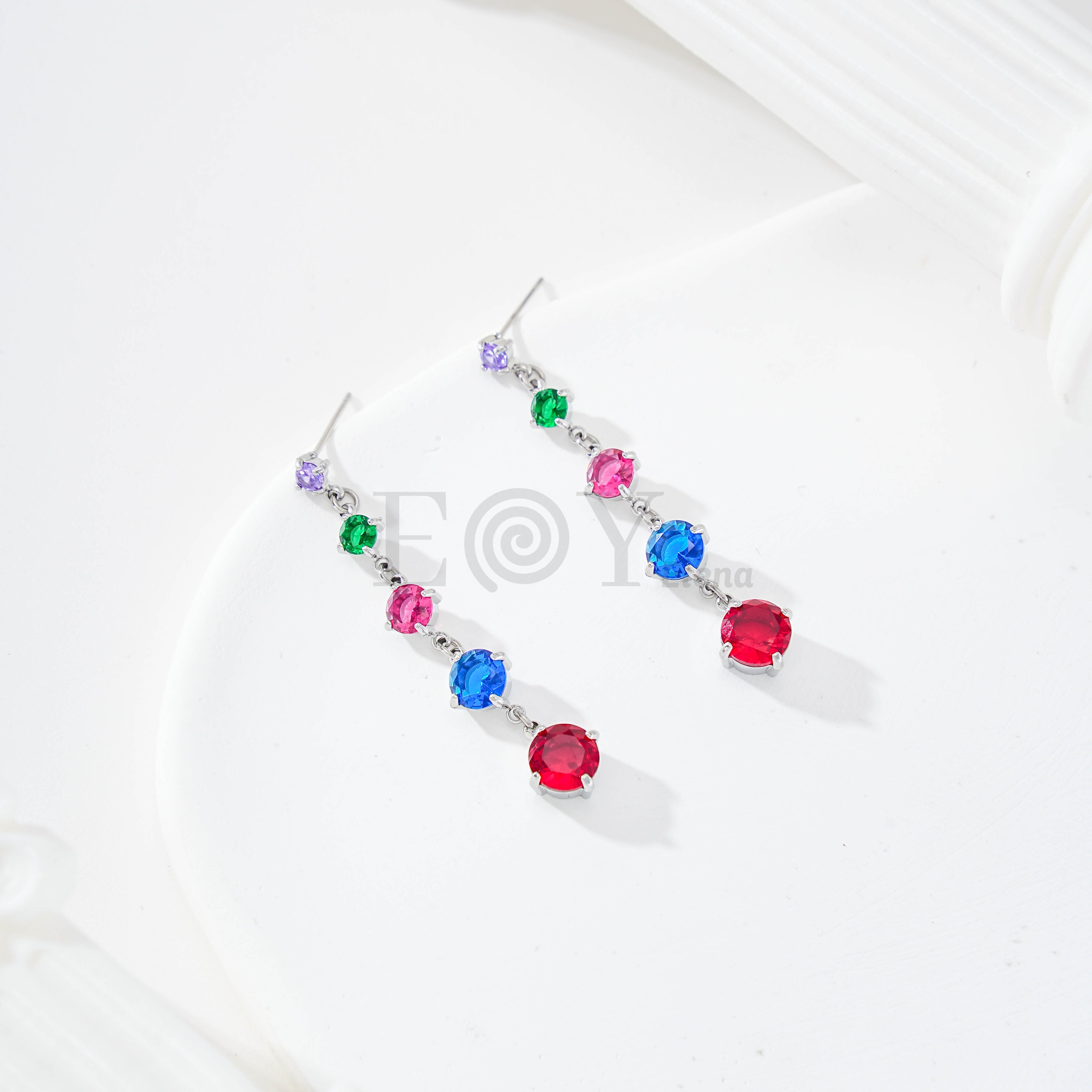Pendientes largos circonita círculo